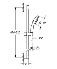 طقم مسطرة دش Tempesta 110 2 sprays أسود مطفي جروهي