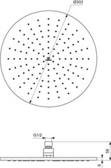رأس دش مقاس 300 مم كروم ايديال ستاندرد