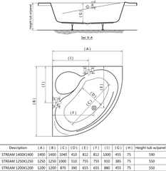 G8813 بانيو ستريم 140×140 أبيض ايديال ستاندرد-