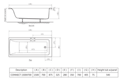 GA708-بانيو صوفيا  70×120  أبيض ايديال ستاندرد