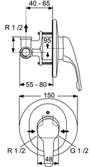 خلاط بانيو و دش سيرافيت بالفيداج كروم ايديال ستاندرد