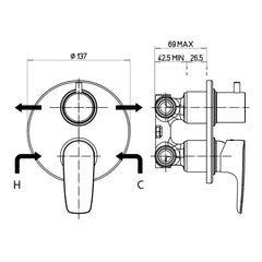 خلاط حوض مخفي سيينا كروم ديورافيت