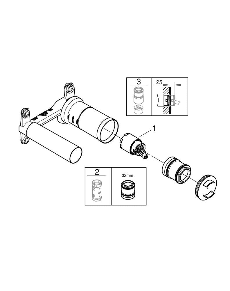 خلّاط بمقبض فردي 1/2 بوصة، جسم عام مخفي متعدد الألوان جروهي