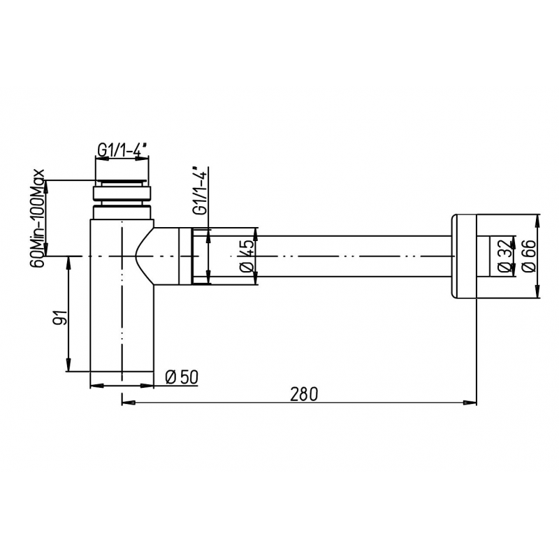 سيفون حوض كروم لامع ديورافيت