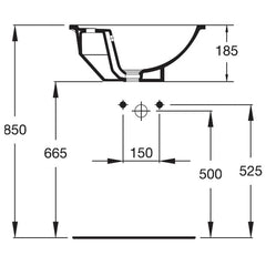 حوض اندبندنت بيضاوى 50 × 45 سم برجامون أيديال ستاندرد