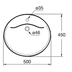 حوض اندبندنت بيضاوى 50 × 45 سم برجامون أيديال ستاندرد