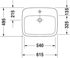 حوض كونترتوب ديوراستايل 61.5×49.5 سم أبيض ديورافيت