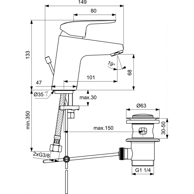 خلاط حوض نيو سيرافليكس كروم ايديال ستاندرد