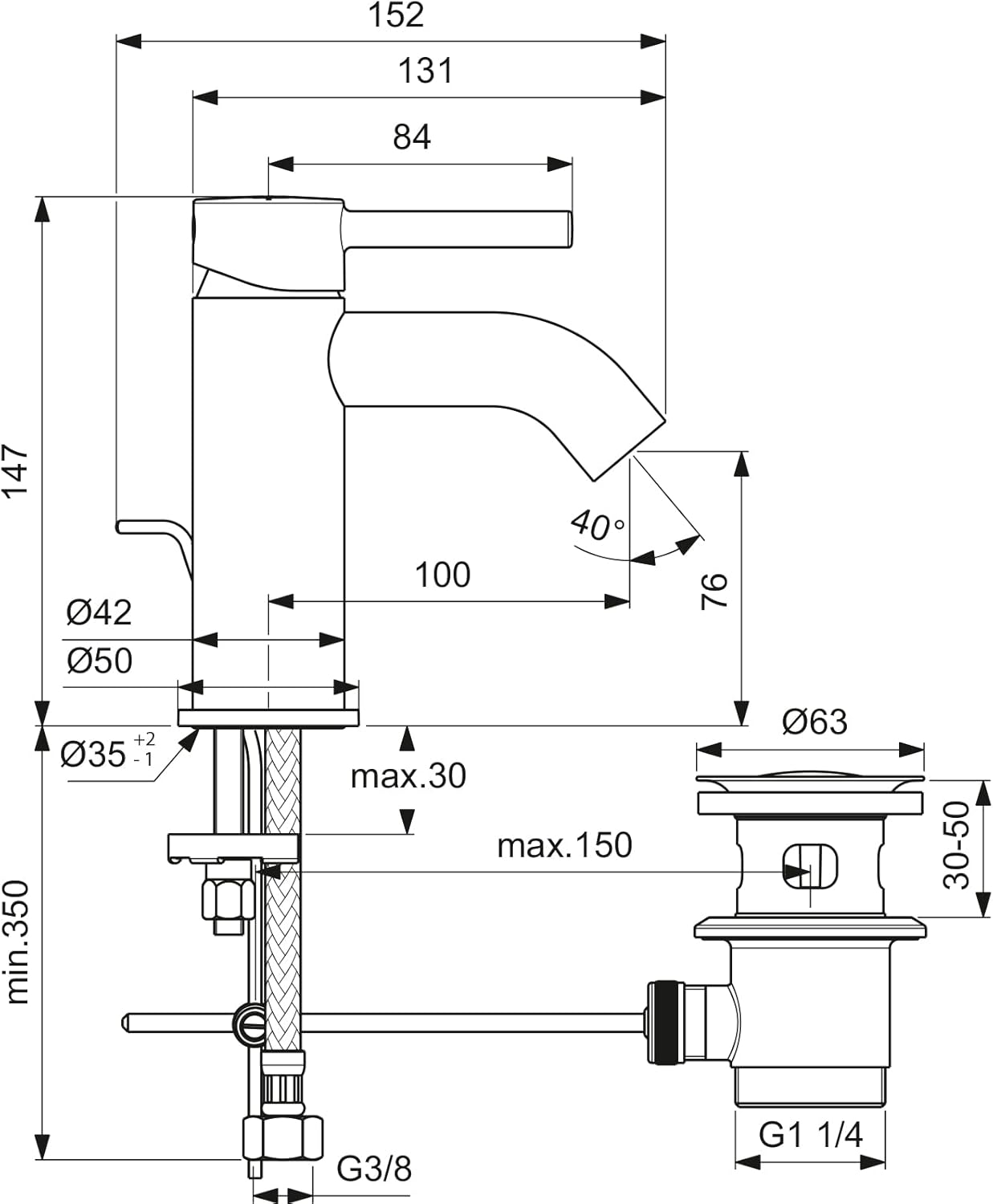 خلاط حوض سير اين كروم إيديال ستاندرد