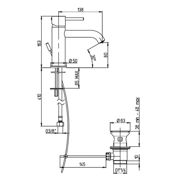 خلاط حوض حمام شجره سكالا كروم ديورافيت