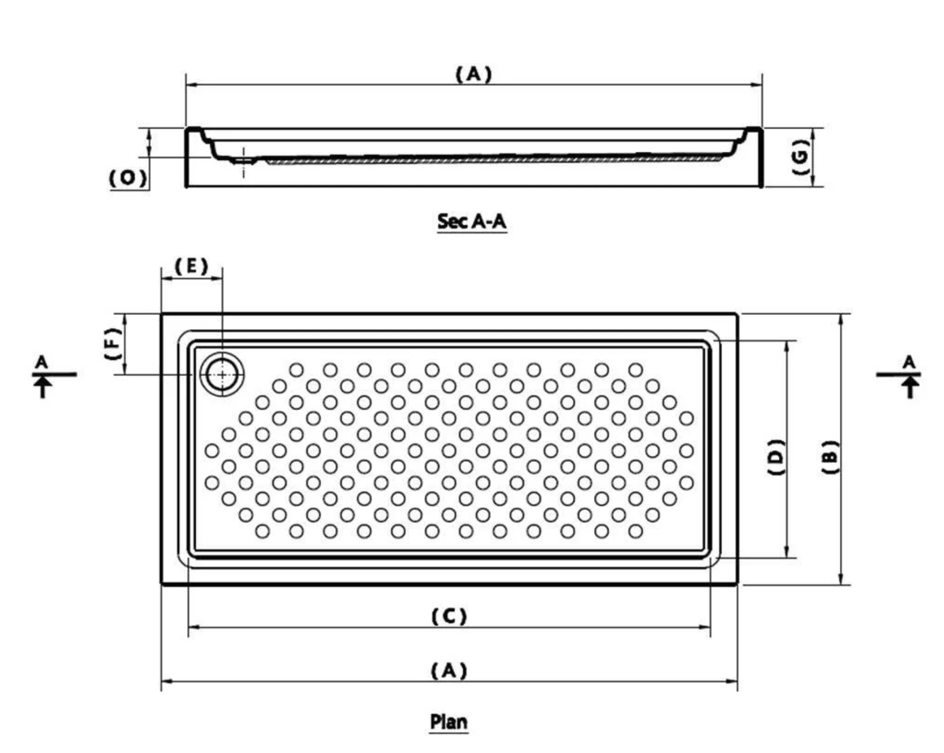 GA472-بانيو قدم مستطيل بالجانب150×80×17  أبيض ايديال ستاندرد