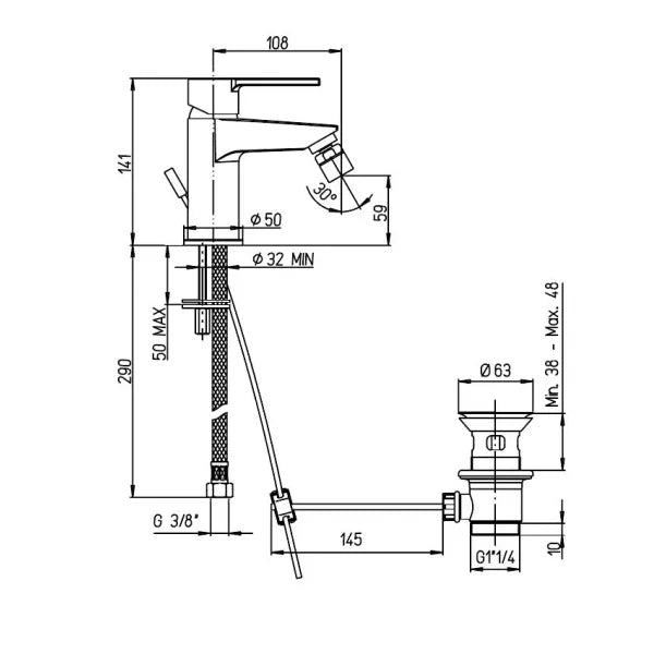 خلاط حمام فيرونا بالفيداج كروم ديورافيت