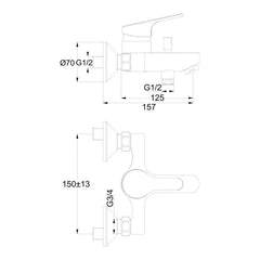 خلاط بانيو بمقبض فردي كروم أيديال ستاندرد