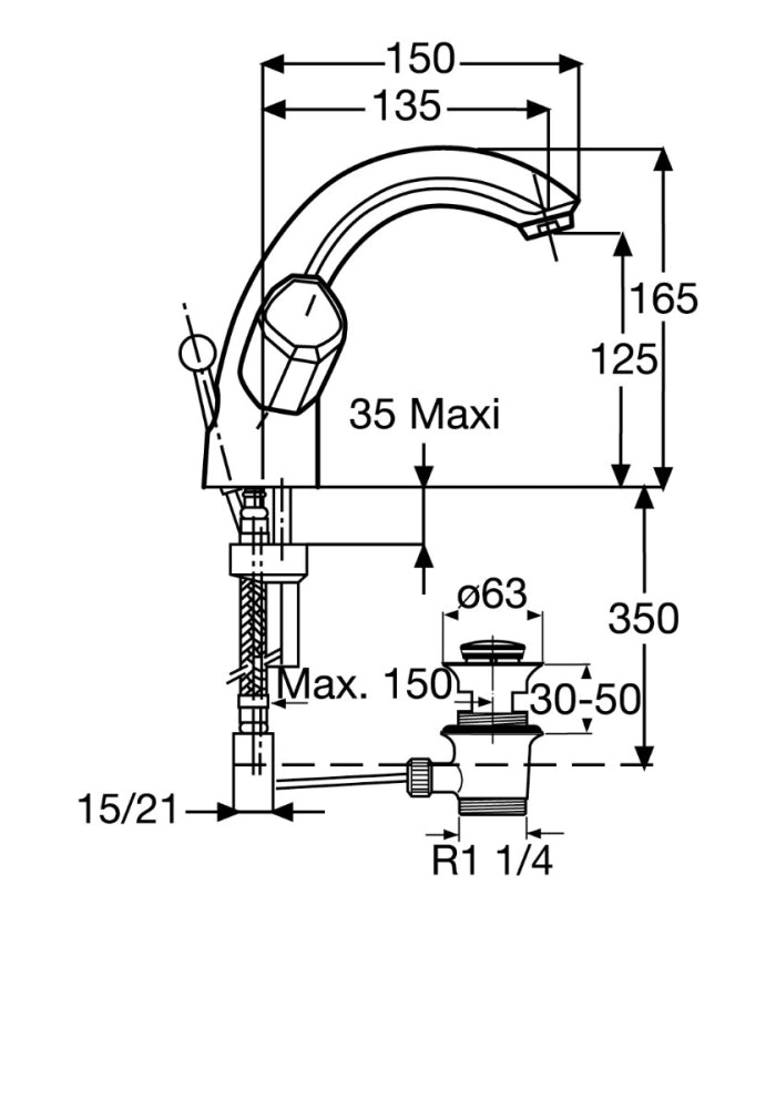 خلاط حوض بالمقابض كينورا كروم أيديال ستاندرد